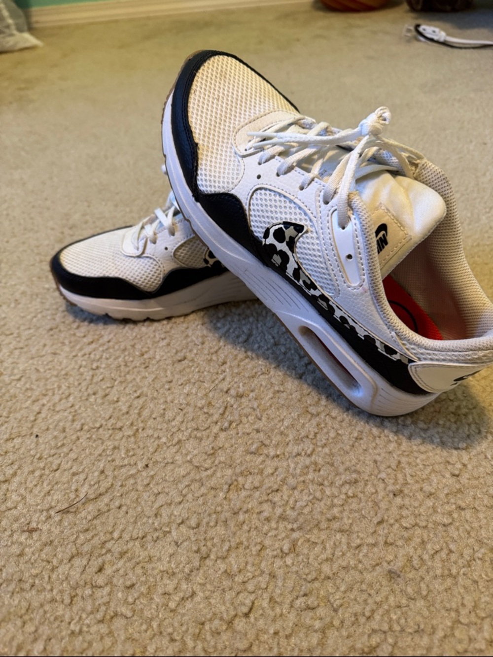 Nike White Athletic Sneakers with Leopard Swoosh - Picture 2 of 10